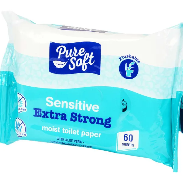 Pure Soft Lichaamsverzorging^Sensitive Vochtig Toiletpapier Bio-Flush